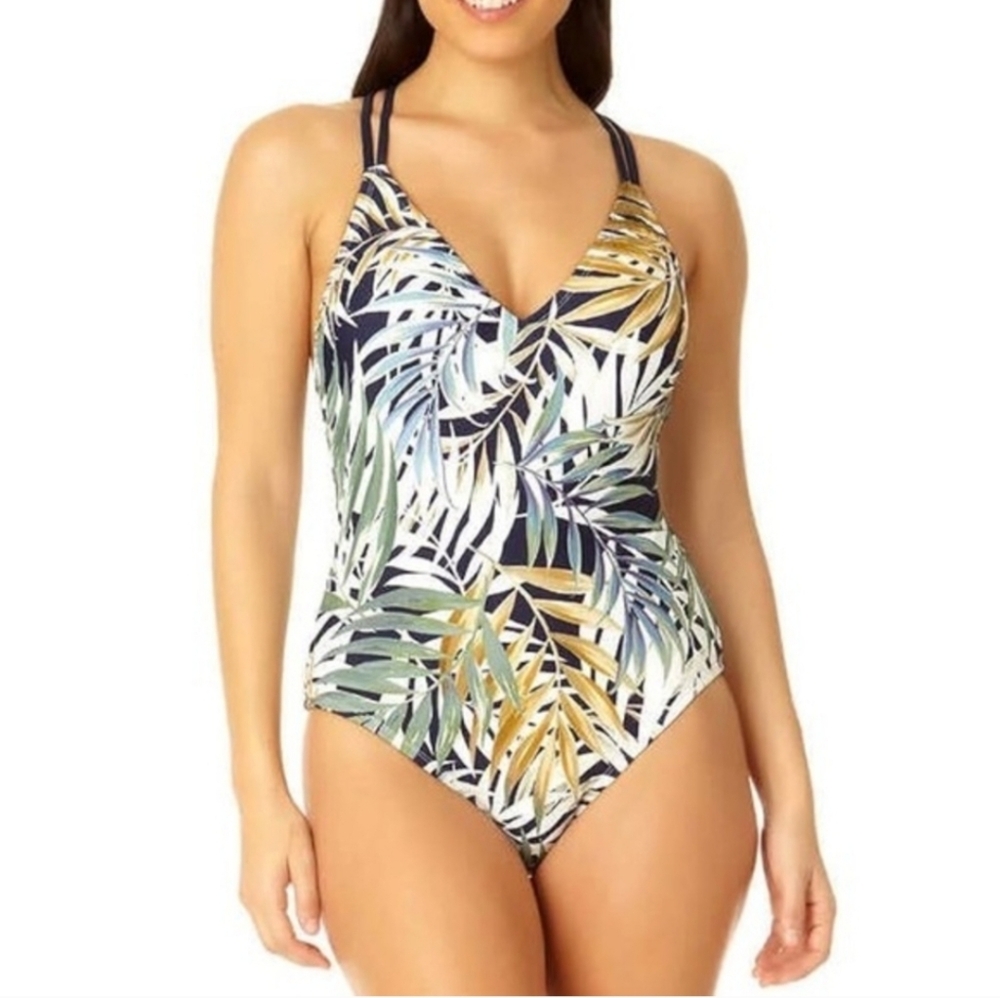 NWT Hurley One piece Swimsuit in Navy Palm Print